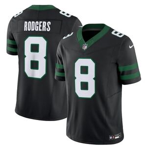 Nike Men's Black and Green New York Jets #8 Aaron Rodgers F.U.S.E Sports Jersey